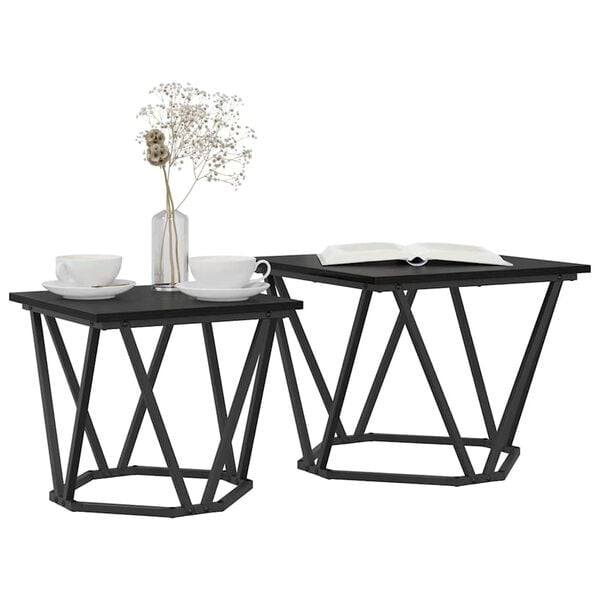 vidaXL Set măsuțe laterale 2 pcs Stejar negru 50 x 50 x 40 cm