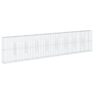 vidaXL Coș gabion cu capac, argintiu, 900x50x200 cm, fier galvanizat