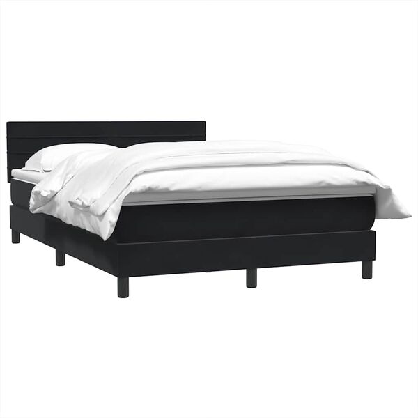 vidaXL Pat box spring cu saltea, negru, 160x210 cm, catifea