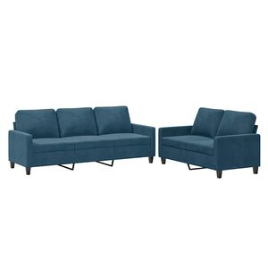 vidaXL Set de canapele cu perne, 2 piese, albastru, catifea