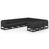 vidaXL Set mobilier grădină cu perne, 10 piese, negru, lemn masiv pin