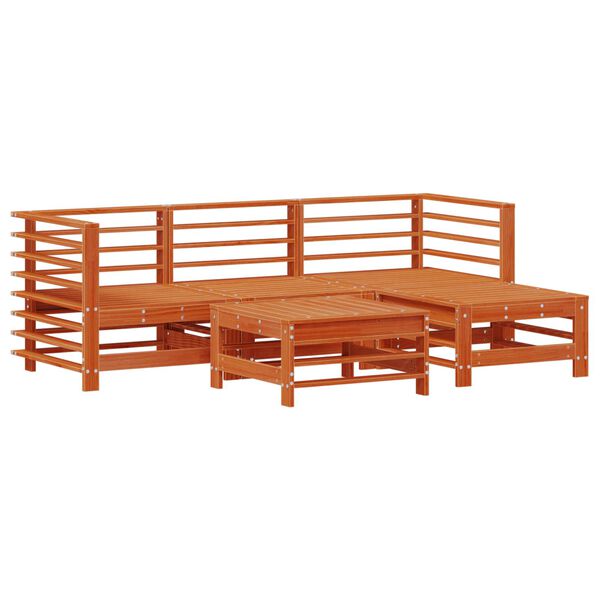 vidaXL Set de lounge pentru grădină 5 pcs Maro Ceară Lemn masiv de pin