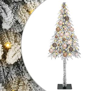 vidaXL Brad de Crăciun cu 150 LED cu suport Alb 120 cm PE și Oțel