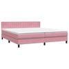vidaXL Pat box spring cu saltea, roz, 180x210 cm, catifea