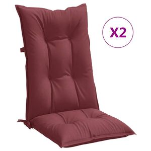 vidaXL Perne scaun cu spătar &icirc;nalt, 2 buc. roșu vin 120x50x7 cm textil
