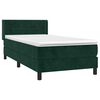 vidaXL Pat box spring cu saltea, verde &icirc;nchis, 90x200 cm, catifea