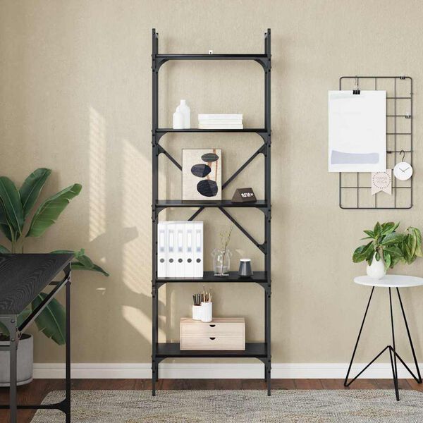 vidaXL Bibliotecă Stejar Negru 56 x 32 x 174 cm Lemn compozit