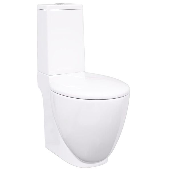 vidaXL Toaletă, alb, ceramică, flux de apă în spate