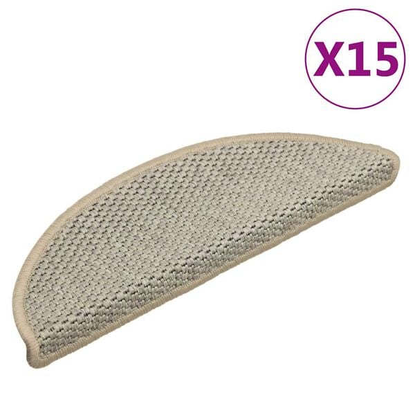 vidaXL Covorașe scări autoadezive 15 buc. verde 56x17x3cm aspect sisal