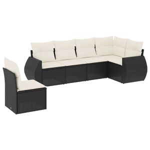 vidaXL Set mobilier de grădină cu perne, 6 piese, negru, poliratan
