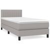 vidaXL Pat box spring cu saltea, gri deschis, 90x190 cm, textil