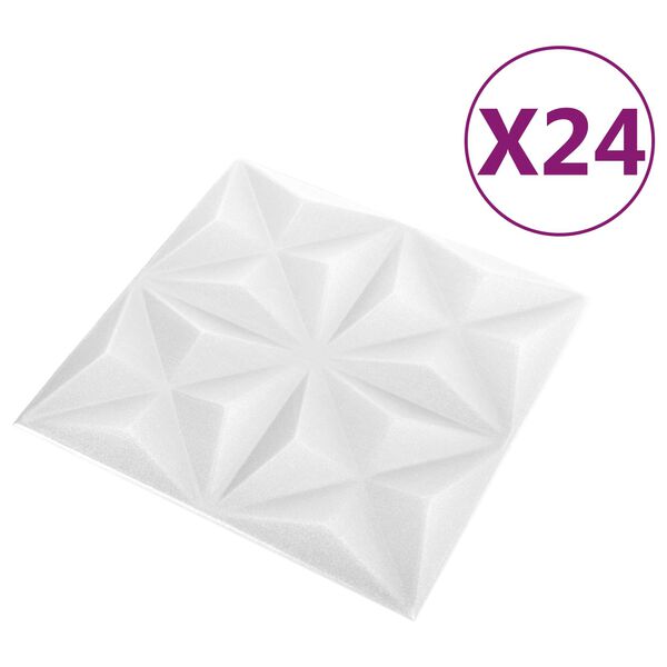 vidaXL Panouri de perete 24 pcs Alb Origami 50 x 50 cm Spumă XPS