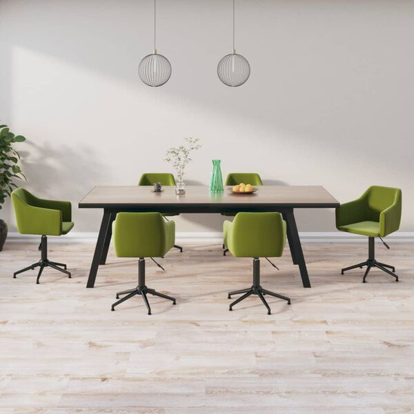 vidaXL Scaune de sufragerie pivotante 6 buc, verde deschis, catifea