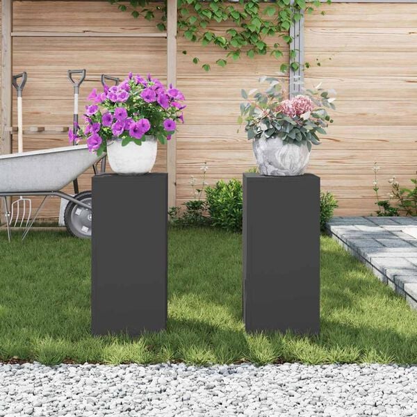 vidaXL Suport pentru plante 2 pcs Negru 24 x 24 x 55 cm Oțel