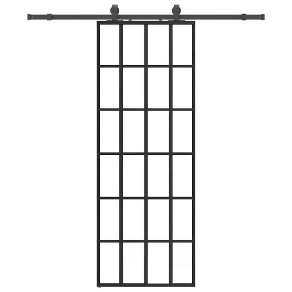 vidaXL Ușă glisantă cu set de feronerie neagră 76x205 cm Sticlă ESG