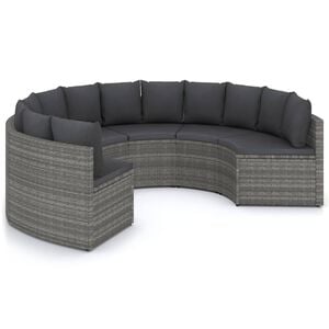 vidaXL Set mobilier de grădină cu perne, 6 piese, gri, poliratan