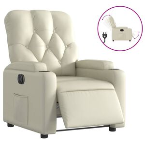vidaXL Fotoliu rabatabil electric, crem, piele ecologică