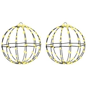 vidaXL Bola cu 192 LED 2 pcs Alb cald 30 x 30 x 32 cm Metal