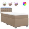 vidaXL Pat box spring cu saltea, cappuccino, 100x200cm piele ecologică