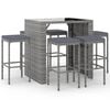 vidaXL Set mobilier bar de grădină cu perne, 7 piese, gri, poliratan