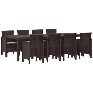 vidaXL Set de masă pentru grădină 9 pcs Maro Ratan Polt