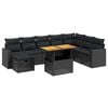 vidaXL Set mobilier de grădină cu perne, 9 piese, negru, poliratan