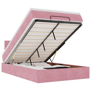 vidaXL Cadru de pat otoman cu saltea, catifea roz 120x200cm