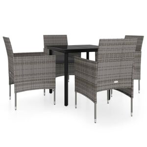 vidaXL Set de servit masa pentru grădină, 5 piese, gri și negru