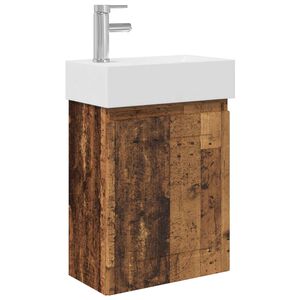 vidaXL Unitate de baie cu robinet Lemn vechi 45,5 x 22,5 x 84 cm