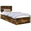vidaXL Cadru de pat cu sertar Stejar Afumat 90 x 200 cm Lemn prelucrat
