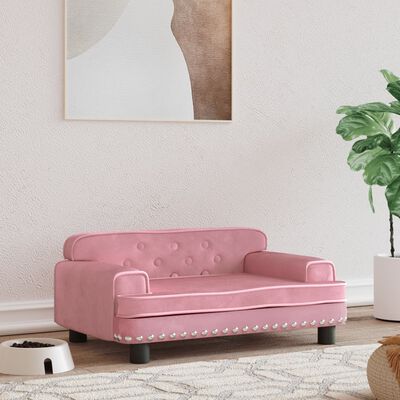 vidaXL Pat de câini, roz, 70x45x30 cm, catifea