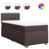 vidaXL Pat box spring cu saltea, maro &icirc;nchis, 100x200 cm, textil