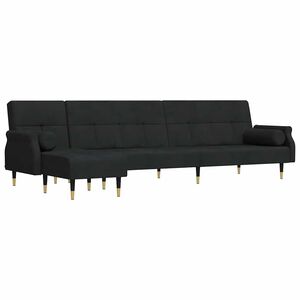 vidaXL Canapea extensibilă &icirc;n formă de L negru 271x140x70 cm catifea