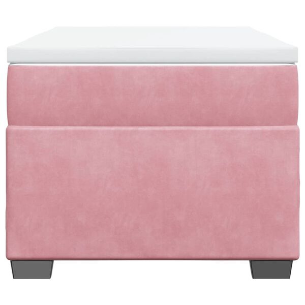 vidaXL Pat box spring cu saltea, roz, 100x200 cm, catifea