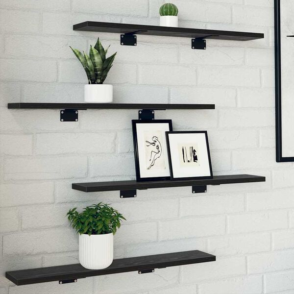 vidaXL Raft pentru cărți 4 pcs Negru 60 x 10 x 1,5 cm Lemn compozit
