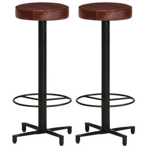 vidaXL Scaune de bar, 2 buc., 76 cm, piele naturală