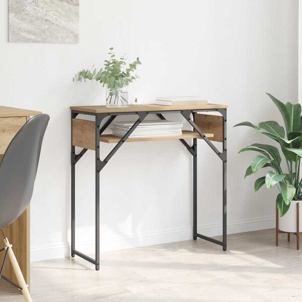 vidaXL MasaConsole Stejar Artizanal 75x30x75cm Lemn compozit