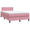 vidaXL Pat box spring cu saltea, roz, 120x210 cm, catifea