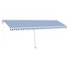 vidaXL Copertină automată cu senzor v&acirc;nt&LED, albastru/alb, 600x300 cm