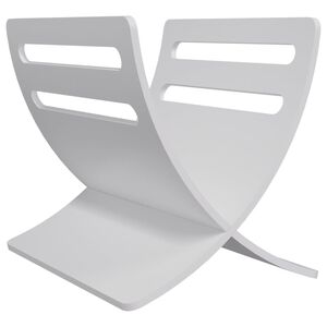 vidaXL Suport din lemn pentru reviste, vertical, alb