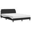 vidaXL Pat cu saltea, Dover, negru și alb, 140x190 cm, piele ecologică