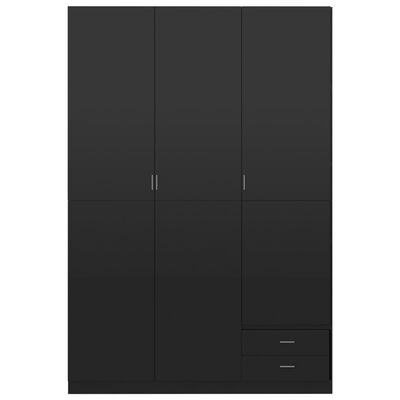vidaXL Șifonier cu 3 uși, negru extralucios, 120x50x180 cm, PAL