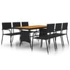 vidaXL Set mobilier de exterior, 7 piese, negru, poliratan