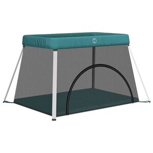 vidaXL Țarc pentru copii cu saltea, verde, p&acirc;nză textil