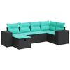 vidaXL Set mobilier de grădină cu perne, 6 piese, negru, poliratan