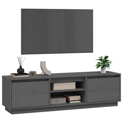 vidaXL Comodă TV, gri, 140x35x40 cm, lemn masiv de pin