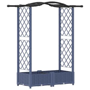 vidaXL Pat Ridicat cu Trellis și Acoperiș Gri 124 x 40 x 123 cm PP