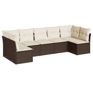 vidaXL Set canapele de grădină cu perne, 7 piese, maro, poliratan