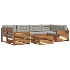 vidaXL Set de canapele de exterior 7 pcs Gri natural și deschis