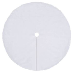 vidaXL Fustă de brad de Crăciun, albă, 150 cm, blană artificială
